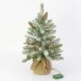 Árbol Navidad artificial WIEN, piñas, saco yute, LED, nevado, 60cm, Ø40cm