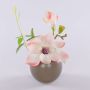 Magnolia artificial FEMI en maceta de cerámica beige, albaricoque, 20 cm, Ø 17 cm