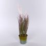 Hierba artificial SVERRE con panículas, maceta de zinc, rosa-verde, 50 cm