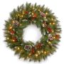 Corona de abeto artificial MARLIES, con nieve, con frutos, LED, Ø 60 cm