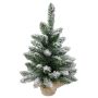 Árbol de Navidad artificial KIRUNA, con nieve, saco de yute, 30 cm, Ø 20 cm