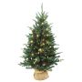 Árbol de Navidad artificial HANKO, con luces LED, saco de yute, 120 cm, Ø 75 cm