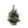 Árbol de Navidad artificial CEDO, bolsa de yute, piñas, bayas, LED, verde-plata, 45cm