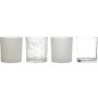 Juego de 4 porta velas de té de cristal LYLA, transparente-mate, 9cm, Ø8cm