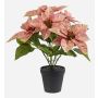 Estrella de Navidad artificial GRULEN en maceta decorativa, color melocotón, 40 cm