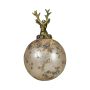 Bola de Navidad NUMI de cristal, con ciervo, dorado antiguo, Ø 10 cm
