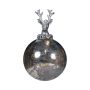 Bola de Navidad NUMI de cristal, con diseño de ciervo, color plata envejecida, Ø 10 cm