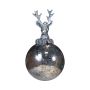 Bola de Navidad NUMI de cristal, con ciervo, color plata envejecida, Ø 8 cm