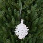 Piña decorativa para el árbol de Navidad CATHARINA, acrílico, percha, purpurina, blanco-plata, 9cm, Ø7cm