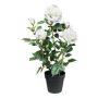 Flor artificial rosa FURHYN en maceta decorativa, blanca, 60 cm