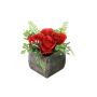 Arreglo de flores artificiales de rosa, hierba de San Juan ABUD, maceta decorativa, roja, 17cm, Ø18cm