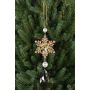 Colgante de flor de hielo ZERA, acrílico, gotas, purpurina, verde-oro, 16cm, Ø6cm