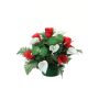 Composición de flores artificiales de Cala, Rosa VLADICA, maceta decorativa, rojo-blanco, 27cm, Ø23cm