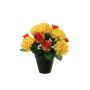 Composición de flores artificiales de Crisantemo, Rosa YESHE, maceta decorativa, amarillo-naranja, 28cm, Ø22cm