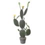 Higo chumbo artificial LEODORA con flores, maceta decorativa, verde-amarillo, 105cm