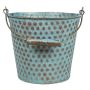 Cubo decorativo TRUMAN con asa, zinc, con estampado, azul-marrón, 14 cm, Ø 16,5 cm