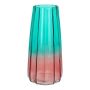 Jarrón AMALFRIED con ranuras, vidrio, turquesa y rosa, 21 cm, Ø 10 cm
