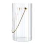Jarrón decorativo BLANDINA con asa, vidrio, estriado, transparente-dorado, 18 cm, Ø 10 cm