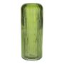 Jarrón de cristal ALBURGIS con ranuras, verde-transparente, 25 cm, Ø 10 cm