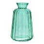 Botella decorativa de vidrio TATIANA con estrías, turquesa transparente, 11 cm, Ø 6,5 cm
