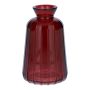 Botella decorativa de vidrio TATIANA con estrías, rojo burdeos transparente, 11 cm, Ø 6,5 cm