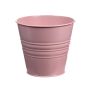 Jardinera redonda MICOLATO con ranuras, zinc, rosa, 12cm, Ø13,5cm