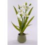 Orquídea cymbidium artificial NALA en maceta de cerámica, crema, 50cm