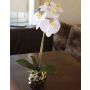 Orquídea Phalaenopsis artificial EMILIA, maceta de cerámica, blanca, 45cm