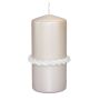 Vela festiva JULIETTA con anillo de seda, color crema, 15 cm, Ø 7 cm, 63 h