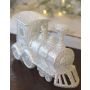 Adorno navideño GEREON, tren, acrílico, colgante, purpurina, blanco-plata, 12x7cm
