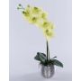 Orquídea Phalaenopsis artificial EMILIA, maceta decorativa, crema-verde, 45cm