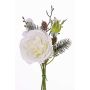 Ramo de rosas artificial FANNI, piñas, nevado, blanco, 30cm, Ø15cm