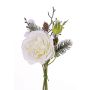 Ramo de rosas artificial FANNI, piñas, nevado, blanco, 30cm, Ø15cm