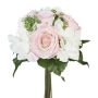 Ramo de flores artificiales rosas y hortensias DRUZA con frutos, rosa y blanco, 30 cm