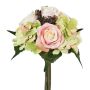Ramo de flores artificiales de rosas y hortensias DRUZA con frutos, rosa-champán-verde, 30 cm
