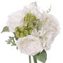 Ramo de rosas hortensia y echeveria artificial SIERRA blanco, blanco, 25cm, Ø25cm