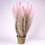 Pennisetum artificial OVIDIO, panículas, maceta de zinc, verde-rosa, 115cm