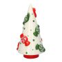 Figura decorativa de abeto CRUMB de cerámica, con caramelos, rojo-blanco-verde, 23,6 cm, Ø 11,8 cm