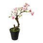 Árbol artificial bonsái de almendro OYOS en maceta decorativa, con flores, rosa, 26 cm