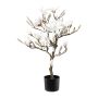Árbol artificial de magnolia DOLS, tronco artificial, con flores, nevado, 85 cm