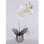 Orquídea Phalaenopsis artificial KAREN, maceta decorativa, con hielo, blanca, 35cm