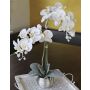 Orquídea Phalaenopsis artificial KAREN, maceta decorativa, con hielo, blanca, 50cm