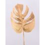 Hoja artificial de filodendro monstera deliciosa ASMERET con purpurina, dorada, 70 cm