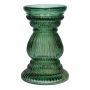 Jarrón de cristal ELEONORE con estrías, reciclado, verde-transparente, 20 cm, Ø 12,5 cm