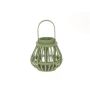 Farol CHARITHRA con asa, madera, inserto de cristal, verde, 15 cm, Ø 15,5 cm