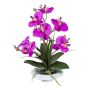 Arreglo floral artificial de orquídea Phalaenopsis HIKABU con sauce retorcido, maceta de cerámica, raíces, lila, 40 cm