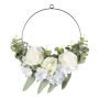 Anillo de flores artificiales Rosa, Hortensia, Eucalipto TREMO, blanco, Ø 50 cm