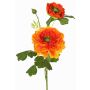 Rama artificial de ranúnculo SAGARA, naranja-verde, 45cm, Ø5-9cm