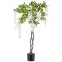 Árbol artificial glicinia SINKE con flores, tronco artificial trenzado, blanco, 115 cm