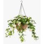 Maceta colgante artificial con fucsia JONKFUN en cesta, crossdoor, rosa crema, 70 cm